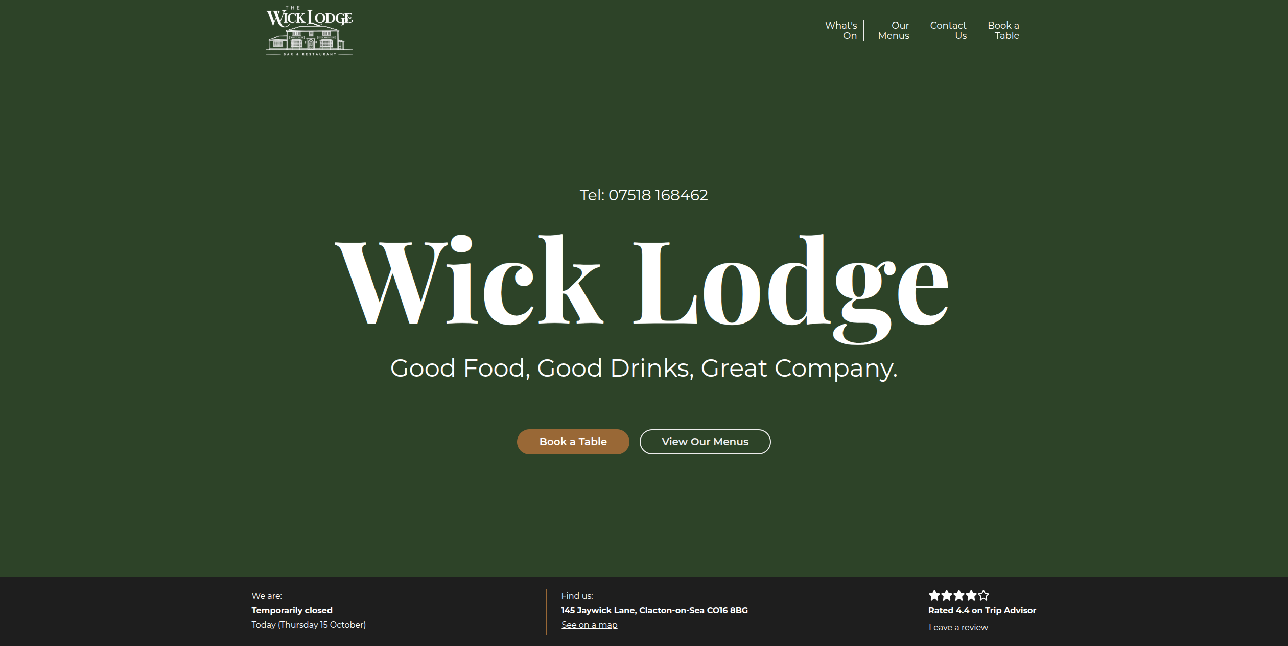 Wicklodge website, featuring a timeless design